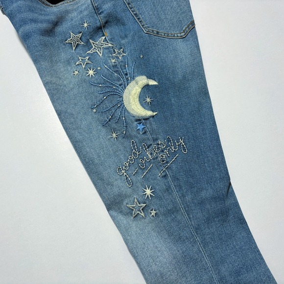 JOHNNY WAS Embroidered Skinny Jeans Boho Stars Moon Womens Size 28 (30x28) - Picture 2 of 16